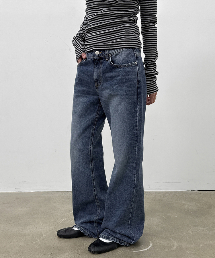 セミブーツカットデニム BLUE