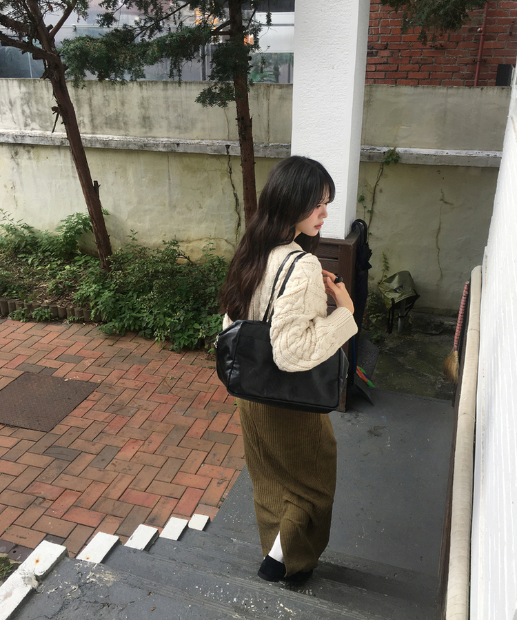 コーデュロイリブロングスカート OLIVE
