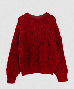 ケーブルウールニット