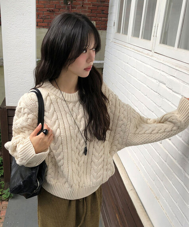 ケーブルウールニット IVORY