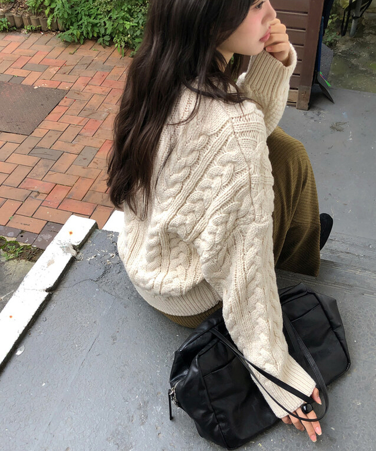 ケーブルウールニット IVORY