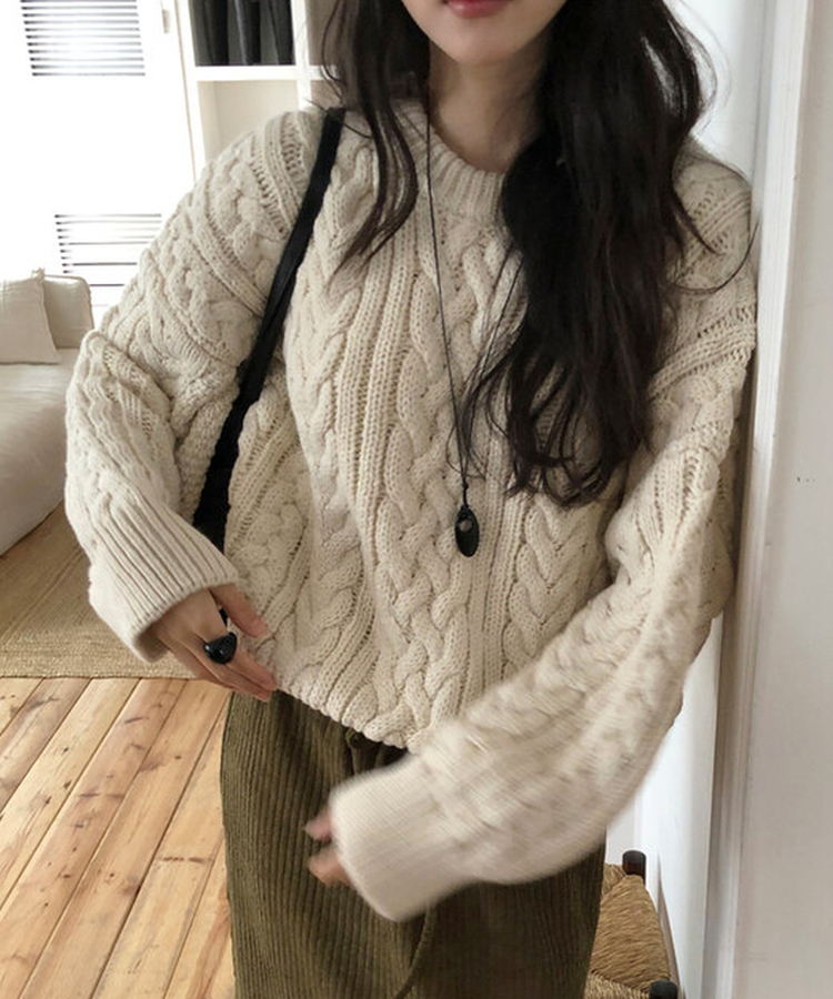 ケーブルウールニット IVORY