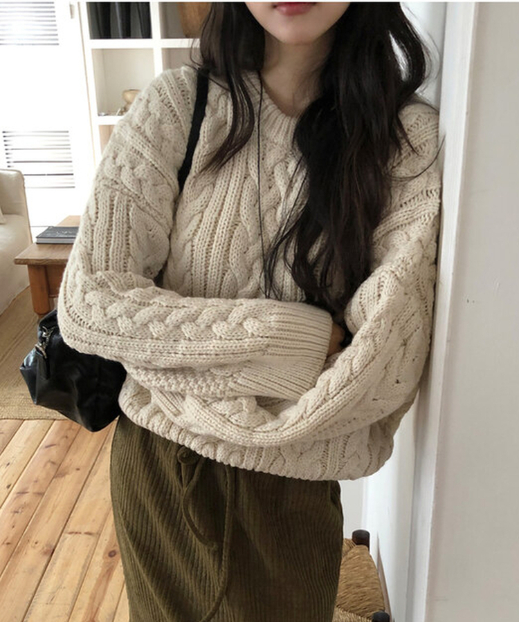 ケーブルウールニット IVORY