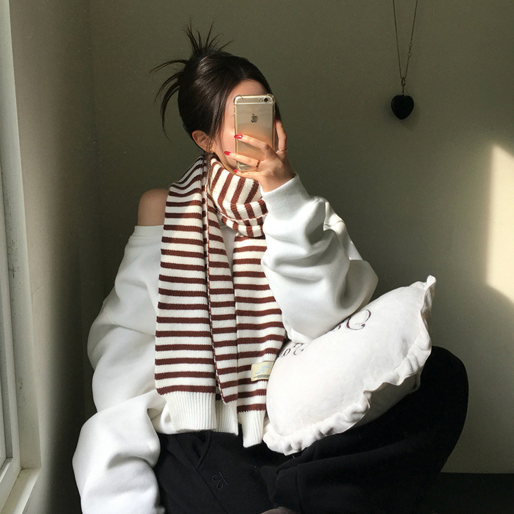 ハリーストライプマフラー BROWN