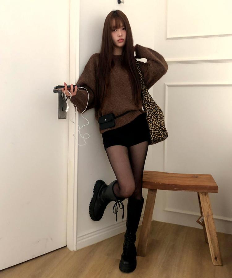 レオパードショルダーバッグ BROWN