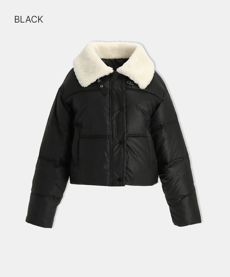 ボアカラーネックショートダウン BLACK