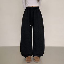 【起毛】サイドスリットトレーニングパンツ BLACK