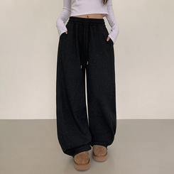 【起毛】サイドスリットトレーニングパンツ BLACK