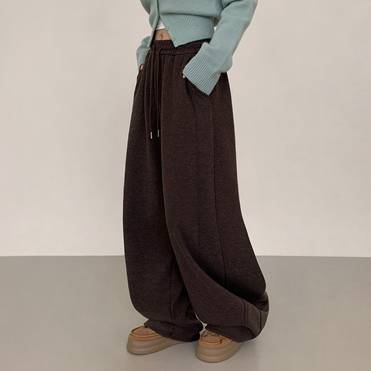 【起毛】サイドスリットトレーニングパンツ BROWN