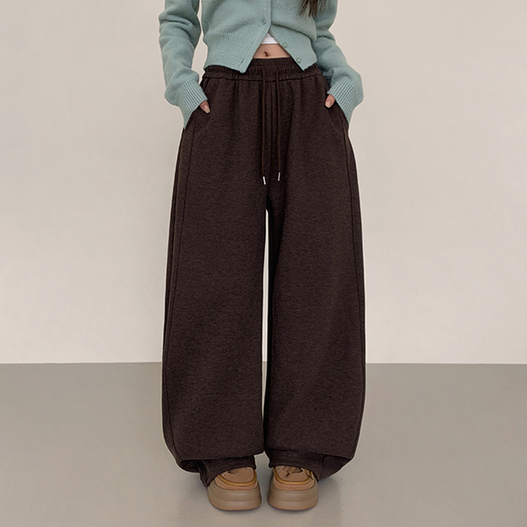 【起毛】サイドスリットトレーニングパンツ BROWN