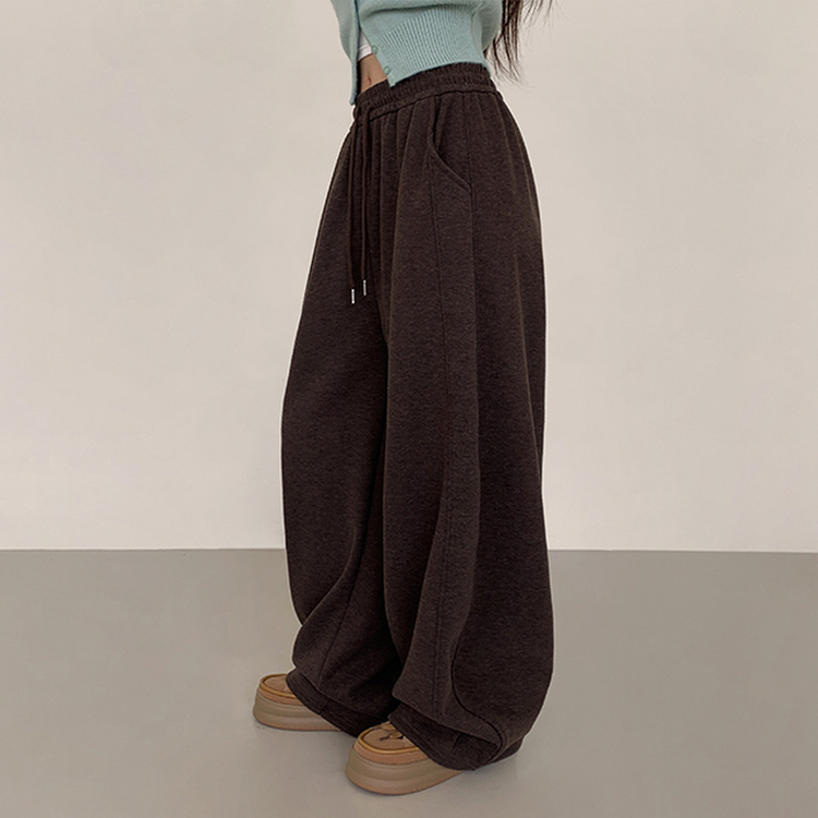 【起毛】サイドスリットトレーニングパンツ BROWN