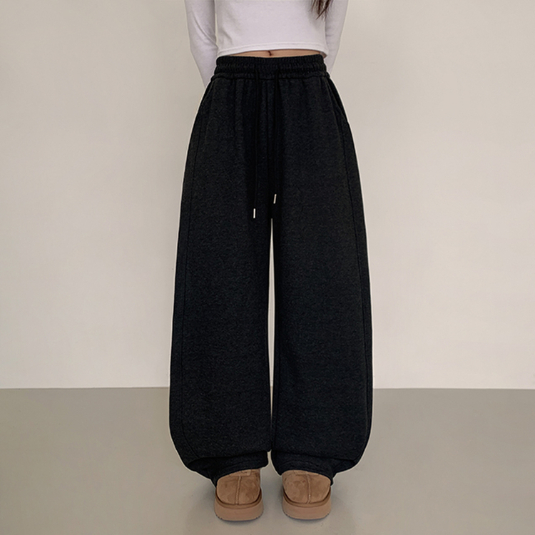 【起毛】サイドスリットトレーニングパンツ BLACK