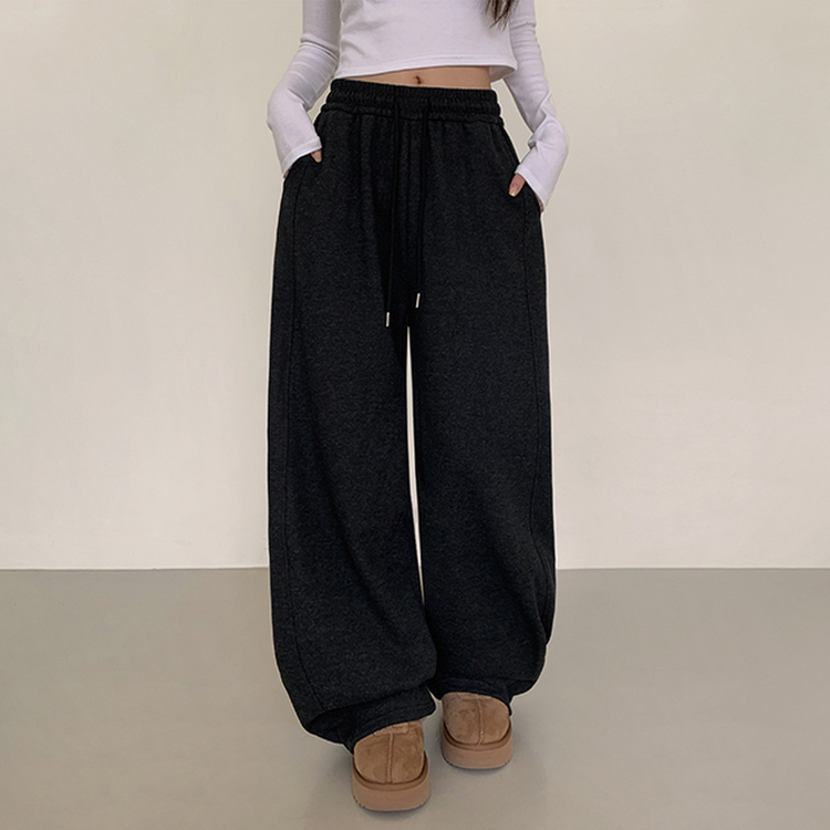 【起毛】サイドスリットトレーニングパンツ BLACK