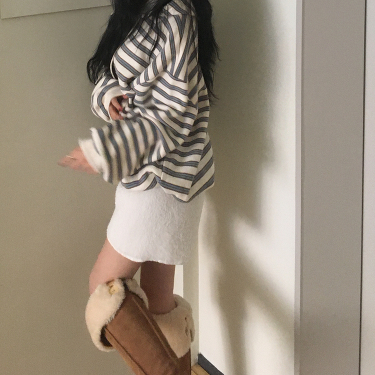 후드 스트라이프 루즈핏 긴팔 티셔츠 소라