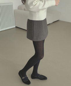 깔끔 모직 허얇골넓 A라인 연말 스커트 그레이