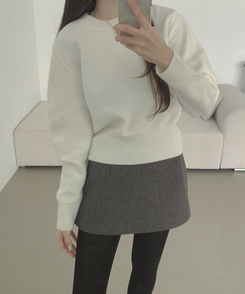 깔끔 모직 허얇골넓 A라인 연말 스커트 그레이