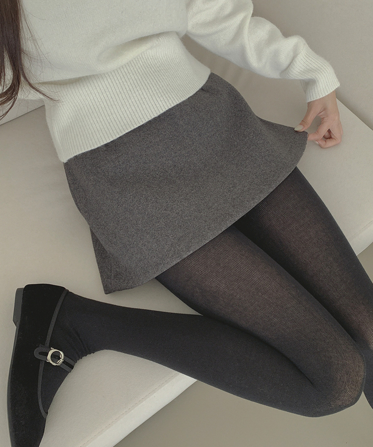 깔끔 모직 허얇골넓 A라인 연말 스커트 그레이