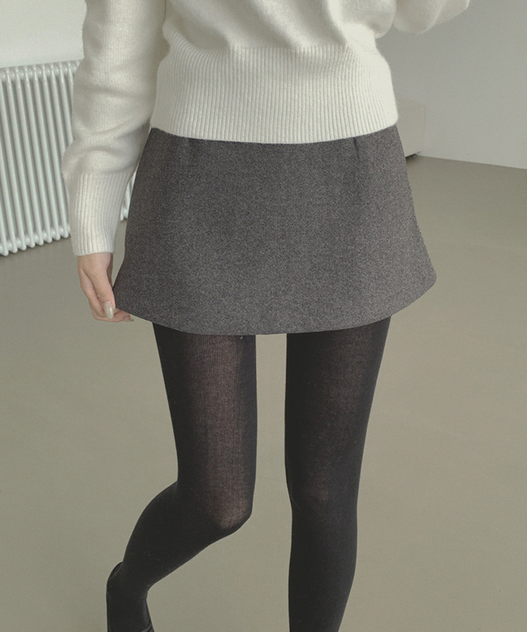 깔끔 모직 허얇골넓 A라인 연말 스커트 그레이