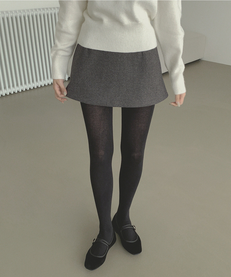 깔끔 모직 허얇골넓 A라인 연말 스커트 그레이