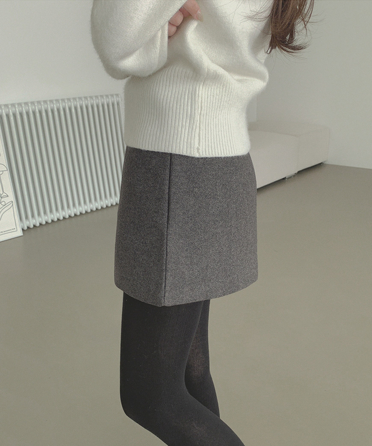 깔끔 모직 허얇골넓 A라인 연말 스커트 그레이