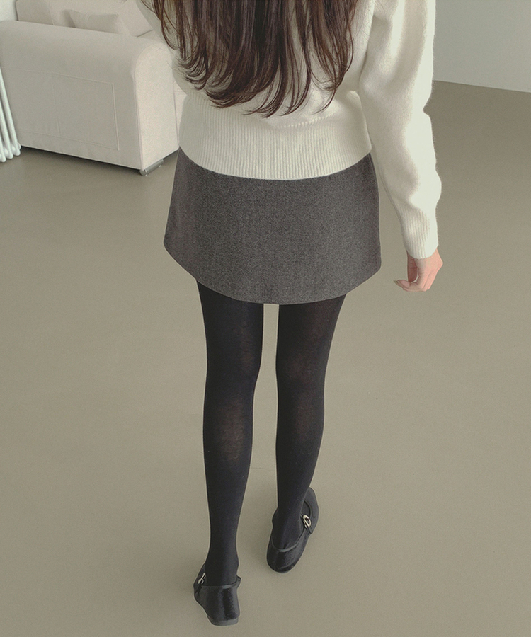 깔끔 모직 허얇골넓 A라인 연말 스커트 그레이
