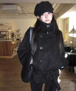 ハーフリボンダブルコート BLACK