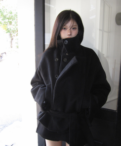 ハーフリボンダブルコート BLACK