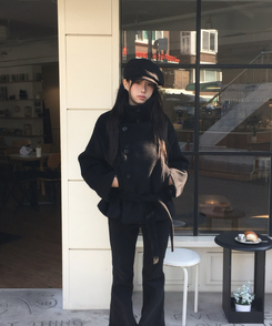 ハーフリボンダブルコート BLACK