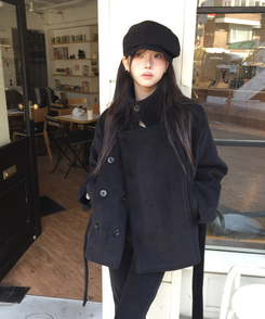 ハーフリボンダブルコート BLACK