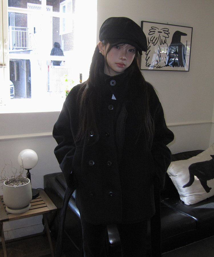 ハーフリボンダブルコート BLACK