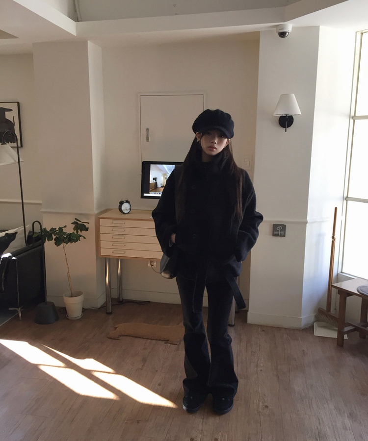 ハーフリボンダブルコート BLACK