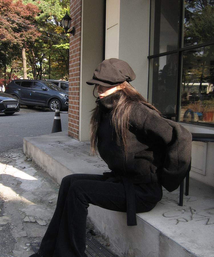 ハーフリボンダブルコート BLACK