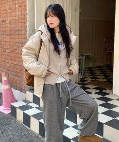 ラグランフードニットジップアップ(6color) BEIGE