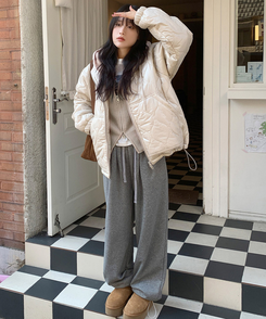 ラグランフードニットジップアップ(6color) BEIGE