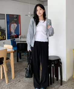 ラグランフードニットジップアップ(6color) GREY