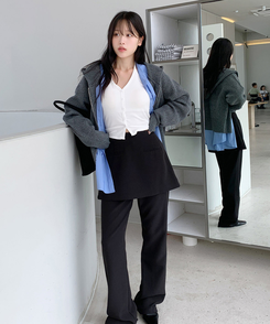 ラグランフードニットジップアップ(6color) CHARCOAL