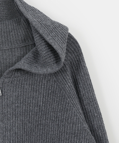 ラグランフードニットジップアップ(6color)