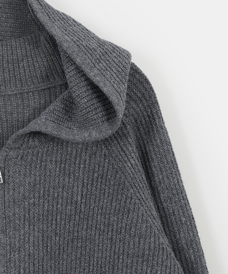 ラグランフードニットジップアップ(6color)