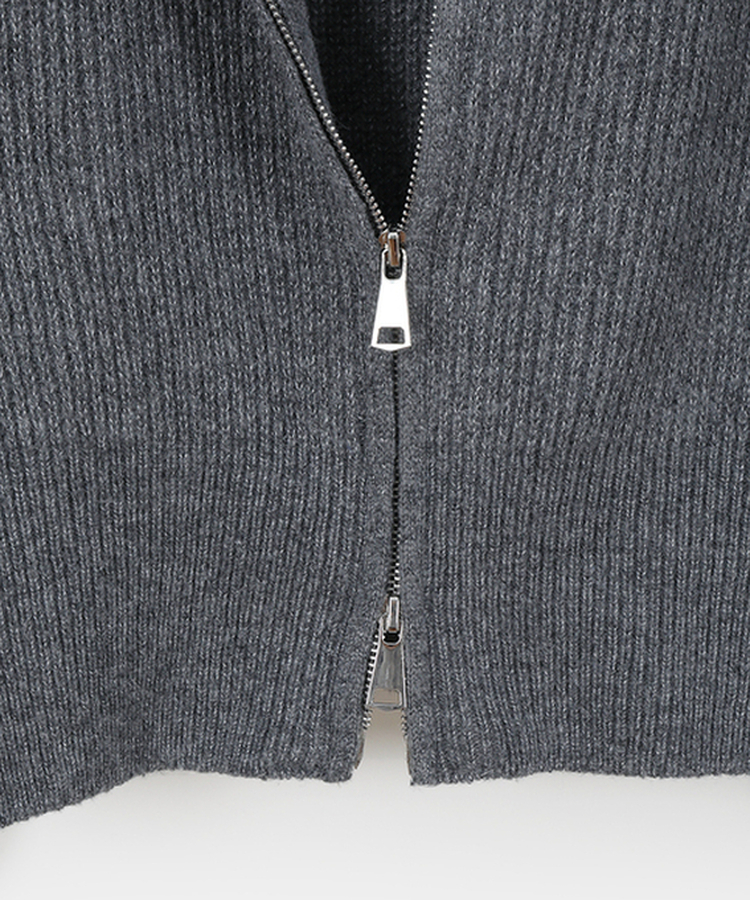 ラグランフードニットジップアップ(6color)