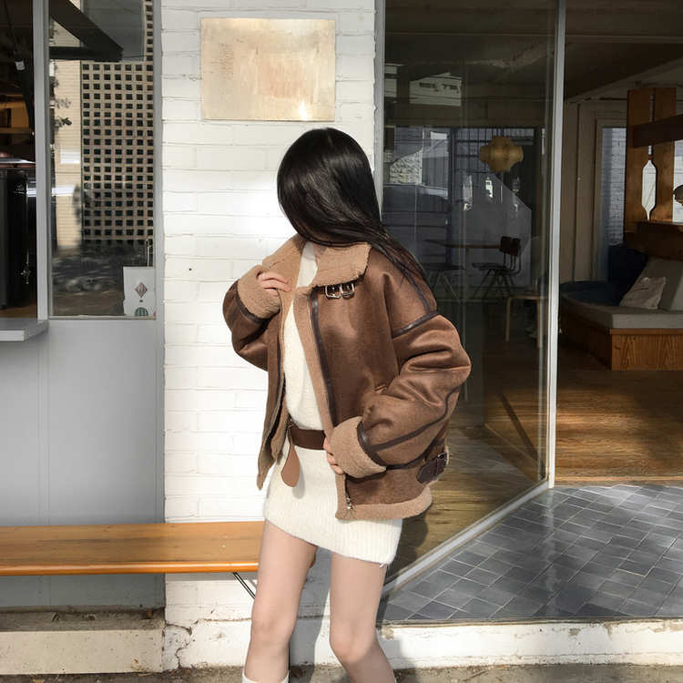 유앤 벨트 세트 앙고라 긴팔 미니 니트 원피스 아이보리