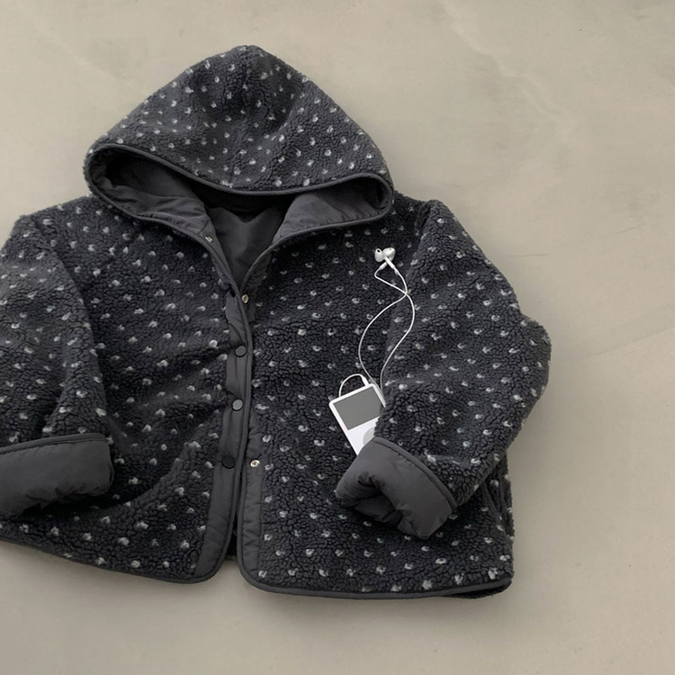 양면으로 착용가능한뽀글이 도트 리버시블 후드 후리스 아방핏 점퍼