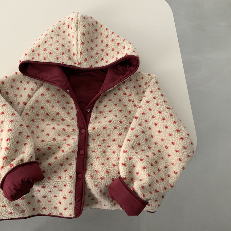 양면으로 착용가능한뽀글이 도트 리버시블 후드 후리스 아방핏 점퍼