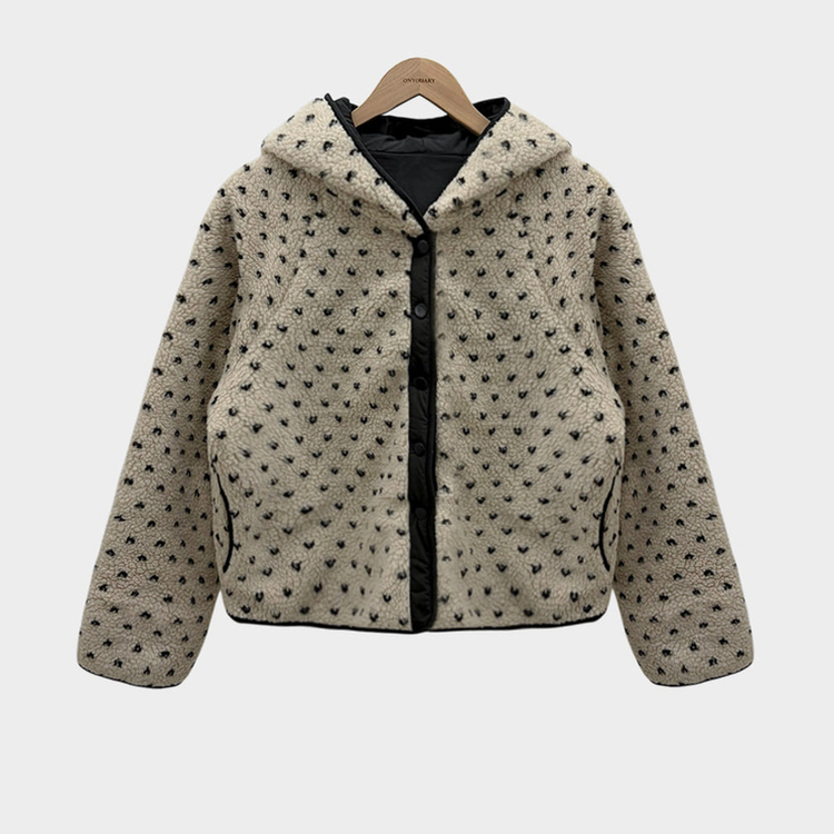 양면으로 착용가능한뽀글이 도트 리버시블 후드 후리스 아방핏 점퍼