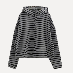 포블 하이넥 버튼 스트라이프 아방핏 단가라 맨투맨후드티