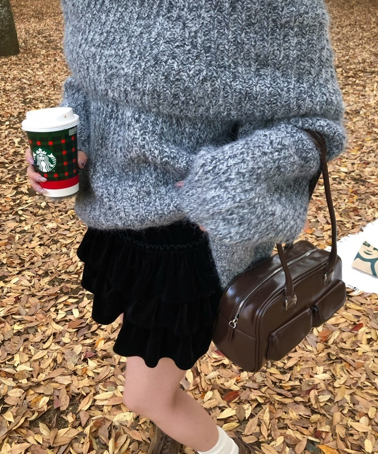 벨벳 플리츠 속바지 스커트 블랙