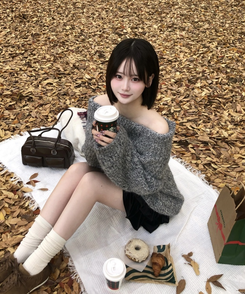 앙고라 오프 롱 니트 그레이