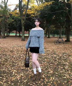 앙고라 오프 롱 니트 그레이