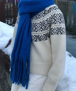 마블링 노르딕 니트 집업 아이보리