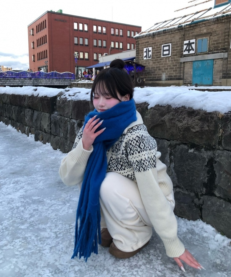 마블링 노르딕 니트 집업 아이보리