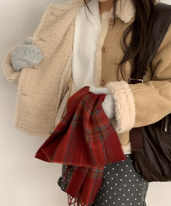 ビンテージタータンチェックマフラー RED